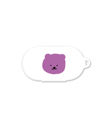 [버즈케이스]보라 곰(고리형)-화이트
